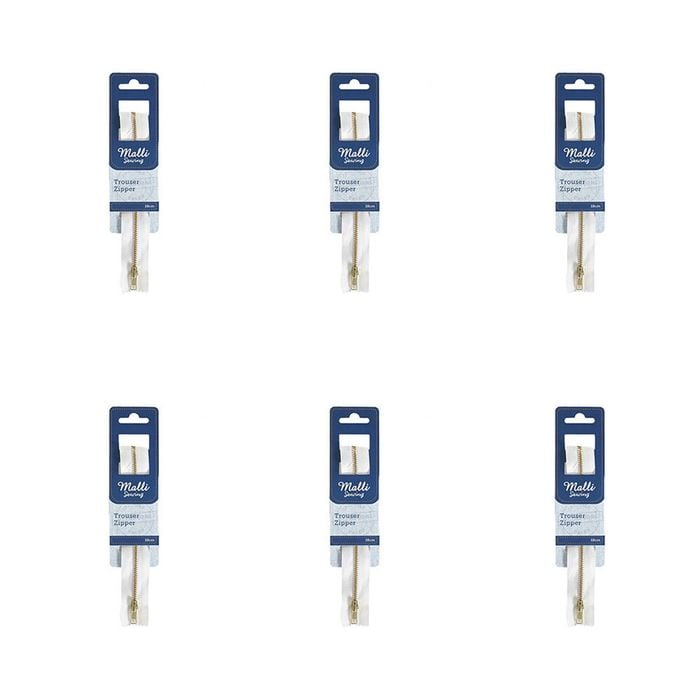 6pk Malli Sewing Metal Trouser Durable Replacement Garment Zipper 18cm Assorted