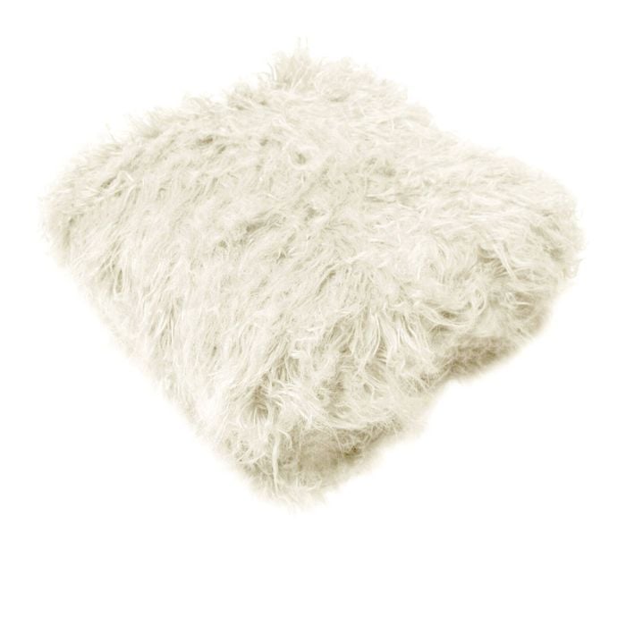 Maya Curly Long Hair Faux Fur Throw Rug 127 x 152 cm Cream