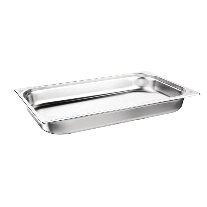 Nisbets Essentials Stainless Steel 1/1 Gastronorm Tray 65mm (3 Pack) Commercial Kitchen Storage Food Pan 9ltr Capacity Silver