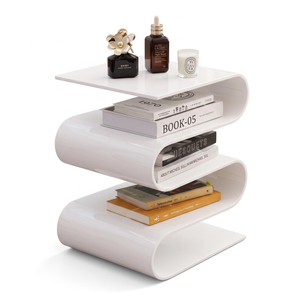 Nordhavn White Acrylic Side Table Book Display Shelf Wave End Table Magazine Rac