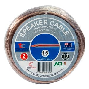 Tycab Cables 1.5mm² x 10m Clear And Red 2 Core Speaker Cable