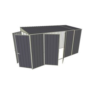 Build-a-Shed 1.5 x 3.7 x 2m Double Hinged Side Door Skillion Shed - Grey