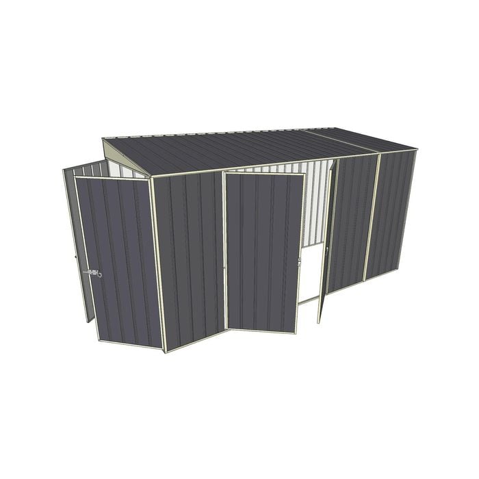 Build-a-Shed 1.5 x 3.7 x 2m Double Hinged Side Door Skillion Shed - Grey