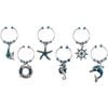 6pc Avanti Wine/Champagne Bottle Charms Set Cocktail Glass Party Tag Nautical