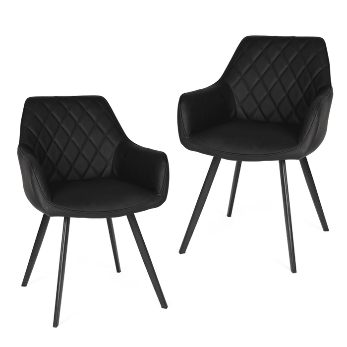 Raimon Furniture Set Of 2 Xena Eco Leather Dining Chair Black Metal Legs - Black