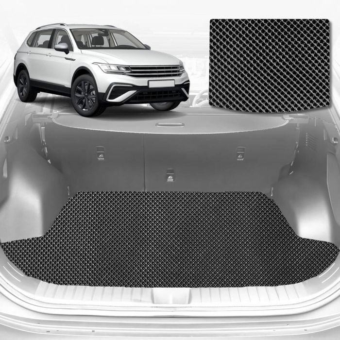 6D Diamond Car Boot Mat for VolksWagen Tiguan Allspace 2016-2023-Cargo Mat-Black-Outback GT