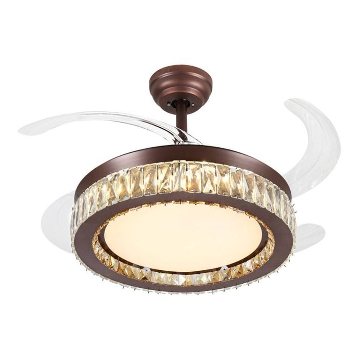 Windora Calista 42" Antique Bronze Crystal Chandelier DC Ceiling Fan w/ 3CCT LED Remote Control