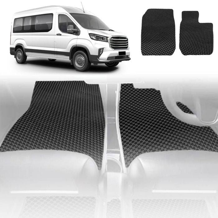 6D Diamond Car Floor Mats for LDV Deliver 9 Van 2019-Current-Front Set-Black-Outback GT