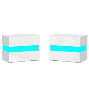ALFORDSON 2x LED Bedside Table White