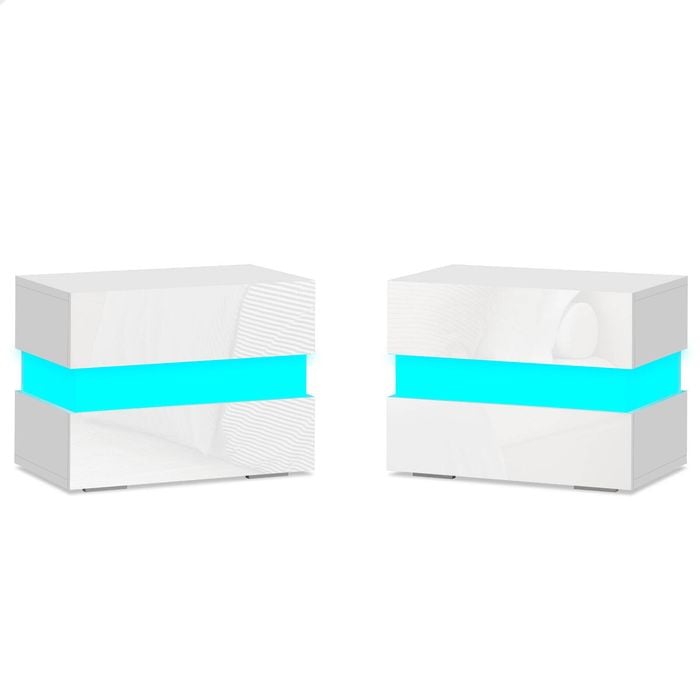 ALFORDSON 2x LED Bedside Table White