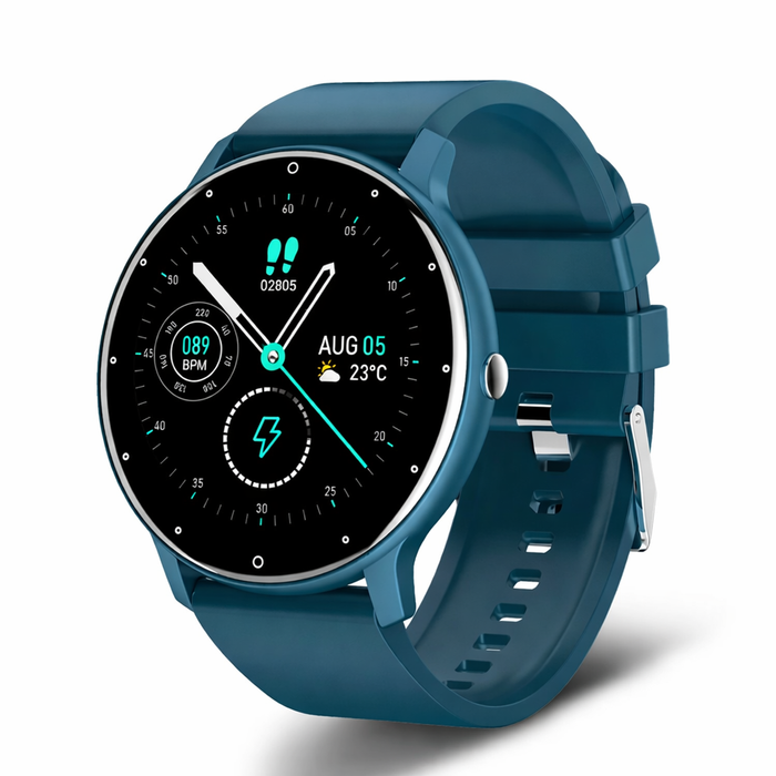 Smart Watch Full Touch Screen – Bluetooth Call, Waterproof Fitness Tracker, Android & Ios Compatible Silicone Blue