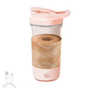 Catzon Electric Shaker Bottle 450ml 3 Speed Fitness Blender Auto Mixing Cup-pink