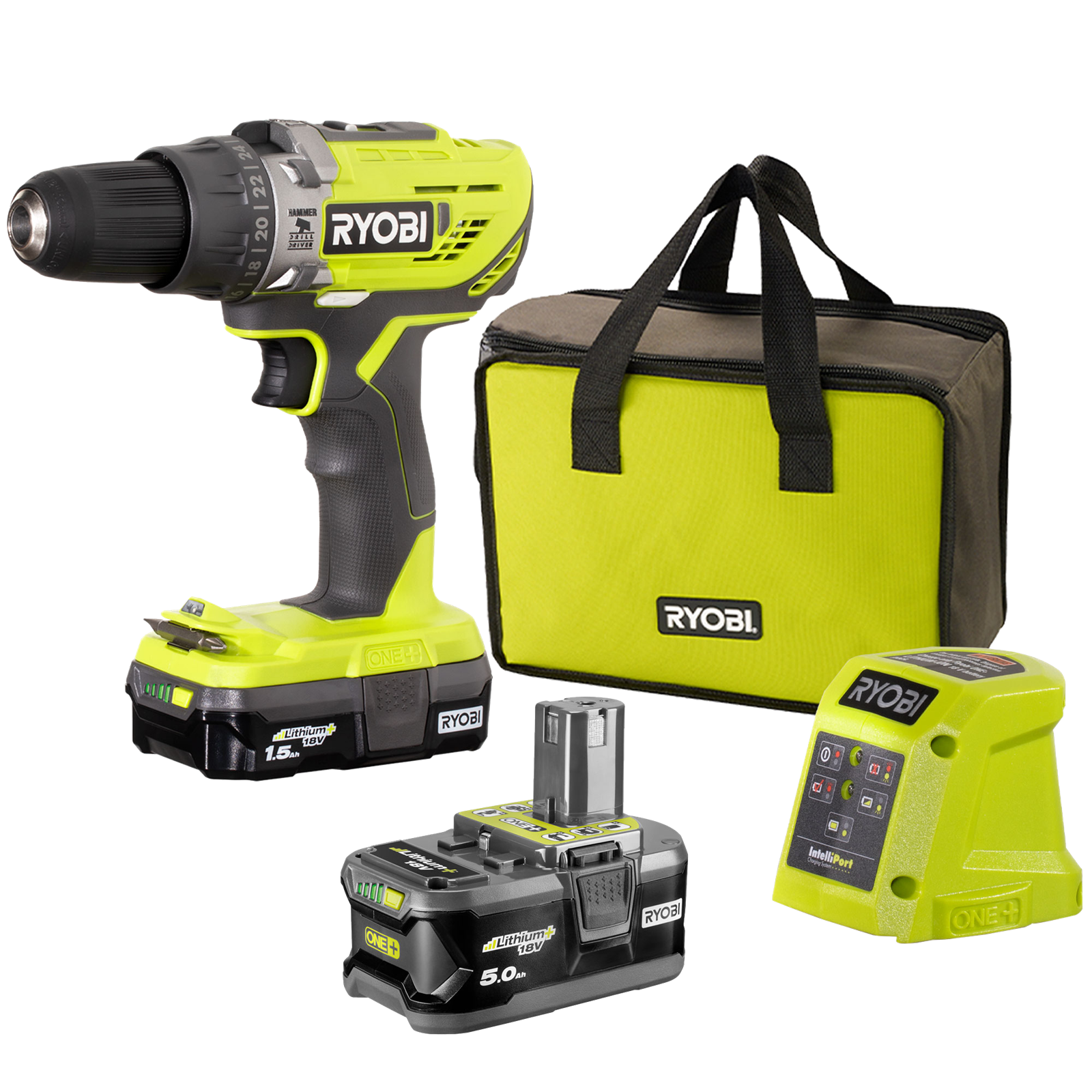 Ryobi 18V ONE+ 4.0Ah Hammer Drill Kit thumbnail 2