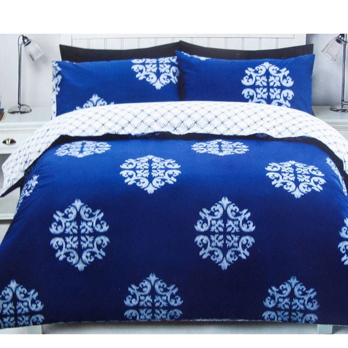 Bloomington 225TC Geo Damask Cotton Rich Easy Care Quilt Cover Set King