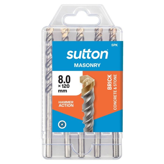 Sutton Tools 8 x 120mm Standard Fixing Masonry Drill Set - 5 Pack