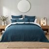 Bianca Ashcombe Blue Yarn Dyed Cotton Waffle Bedspread Set King
