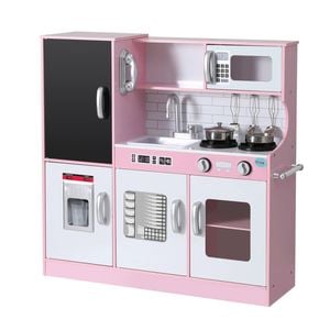 Keezi 80cm Wooden Kitchen Playset With Oven & Blackboard - Pink