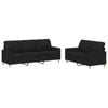 vidaXL Sofa Set with Cushions 2-Seater Sofa Couch Settee 2 Piece Black Fabric