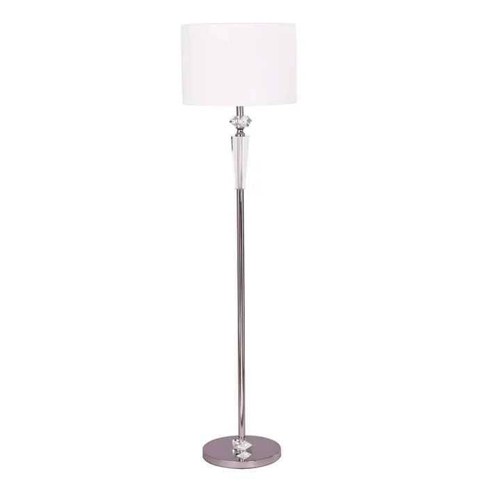 Cla Lighting Cristallo Interior Drum Shade Floor Lamp With Chrome Rod And Crystal Highlight