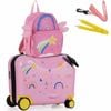 Costway 2x Kid Luggage Set 18"+12" Backpack Truck Suitcase Bag Pink