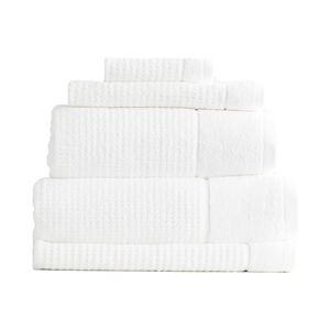 5pc Renee Taylor Cambridge 650GSM Textured Bath/Hand/Face Towel Mat Set Snow