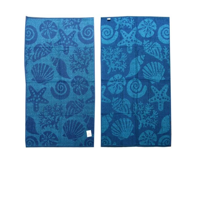 Bloomington Imperfect Set of 4 Light Thin Reversible Jacquard Terry Beach Towels 76x152cm Star Fish