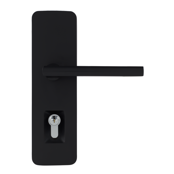 Gainsborough Black Matte Trilock Cove Lianna Double Cylinder Entrance Lever Set