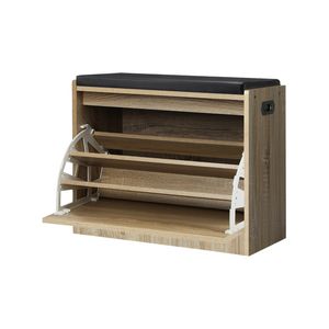 Oikiture Shoe Cabinet Bench Shoes Storage Rack Cupboard Shelf Wooden 15 Pairs
