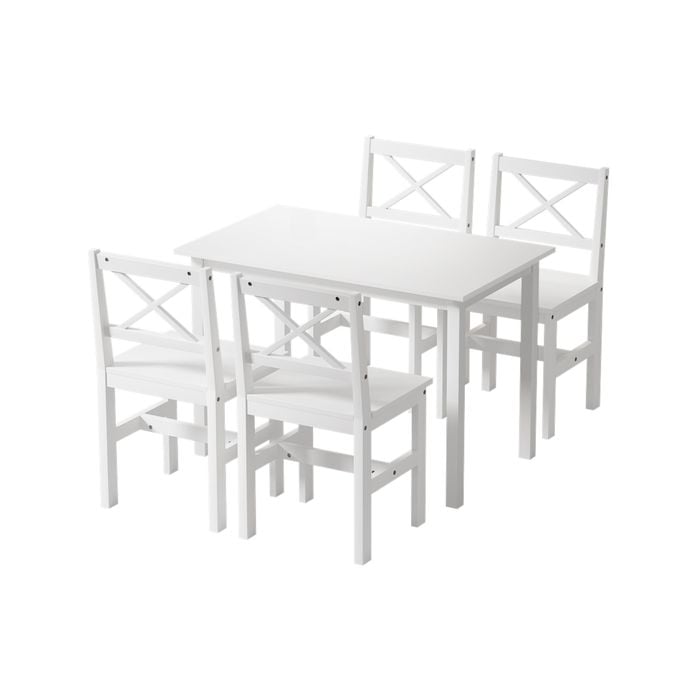Artiss Dining Chairs and Table Dining Set 4 Seater White Kaye