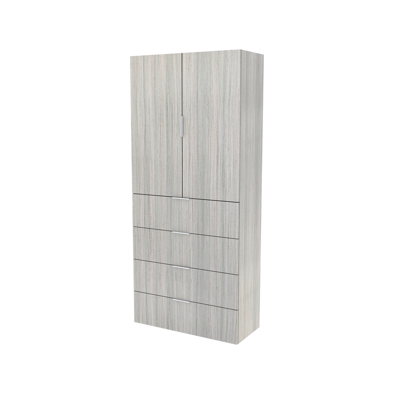 Lugna 2048 x 900 x 380mm Mist 3 Shelf 4 Drawers Double Door Storage Cabinet