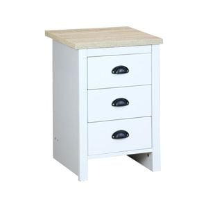 Ari Modern Bedside Nightstand Table Drawers- Oak & White
