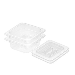 SOGA 1/6 GN Polycarbonate Food Pan 65mm Clear 2 Pack with Lids