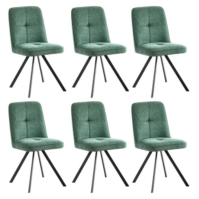 Oikiture 6x Dining Chair Kitchen Seat Linen Fabric Accent Chair Green