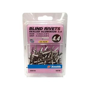 Zenith Blind Rivet Sealed Alum 1/8"D x 1/4"G 100pk