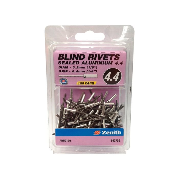 Zenith Blind Rivet Sealed Alum 1/8"D x 1/4"G 100pk