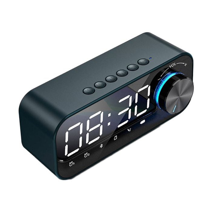 Catzon Digital Dual Alarm Clock With Bluetooth Speaker Tf Music Player-blue