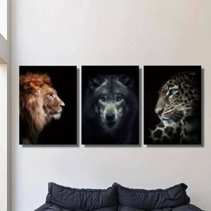 3pcs Wildlife Portrait Closeup Painting Print 100% Australian Made 3 x 40x60cm (Metal Print)
