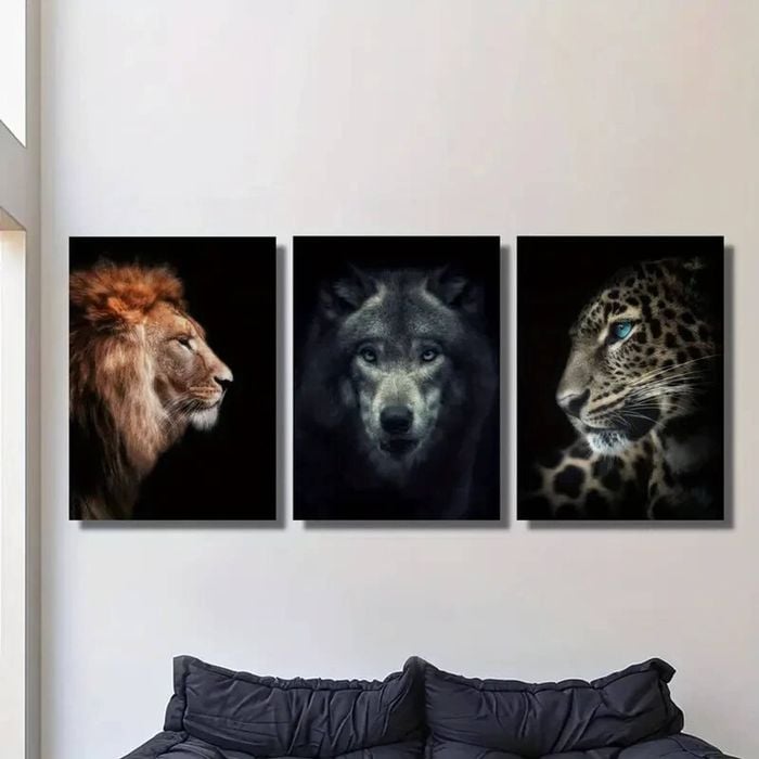 3pcs Wildlife Portrait Closeup Painting Print 100% Australian Made 3 x 40x60cm (Metal Print)