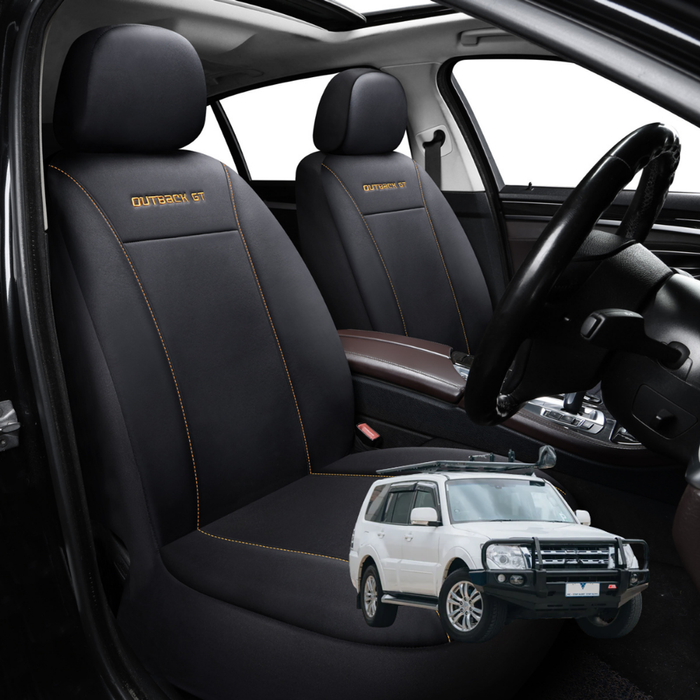 Car Seat Cover for Mitsubishi Pajero 2006 - 2021 (NS/NT/NW/NX) - Black-Front Only