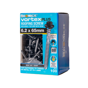 Bremick Vortex Plus Roofing Screw 6.2 x 65mm HEX B8 NS PK100