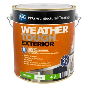 PPG Paints 4L White Semi Gloss Weather Tough Exterior Paint - 4L