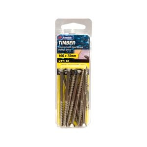 Zenith 10G x 75mm 316 Stainless Steel Countersunk Head Timber Screws - 10 Pack