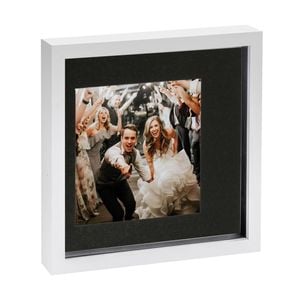 Nicola Spring 10" x 10" White 3D Box Photo Frame - 6" x 6" Mount