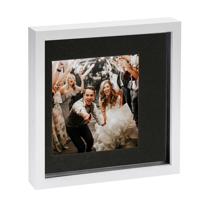 Nicola Spring 10" x 10" White 3D Box Photo Frame - 6" x 6" Mount