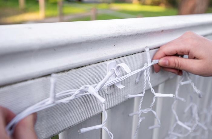 lights strands on the exterior wall