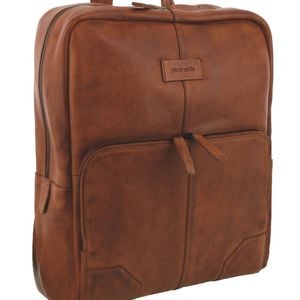 Pierre Cardin Men's Italian Leather Sleek Laptop Backpack Bag 33x40cm Cognac