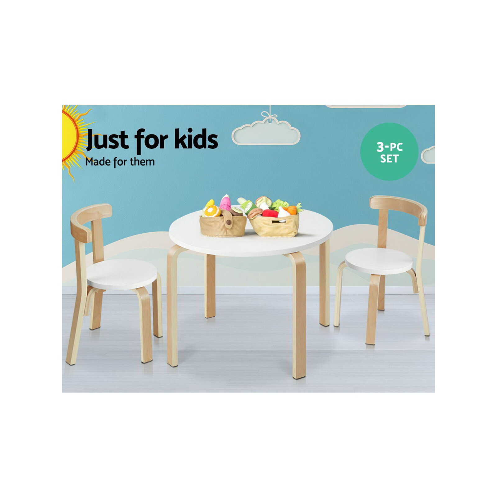 3 Piece Set Kids Activity Table and Chairs Toy Play Desk Bunnings Australia