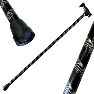 90cm Extra Sturdy Aluminium Walking Stick Pole W Ergonomic Handle Black/silver