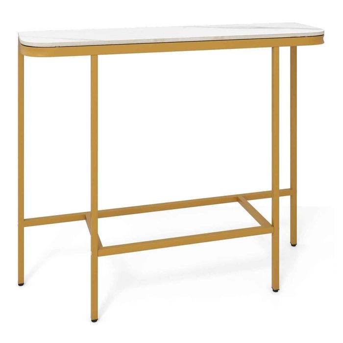 Costway Porch Console Table Side Table End Table Dining Tablbe Gold
