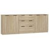 vidaXL Sideboards 3 Piece Sonoma Oak Engineered Wood Cupboard Home Organiser